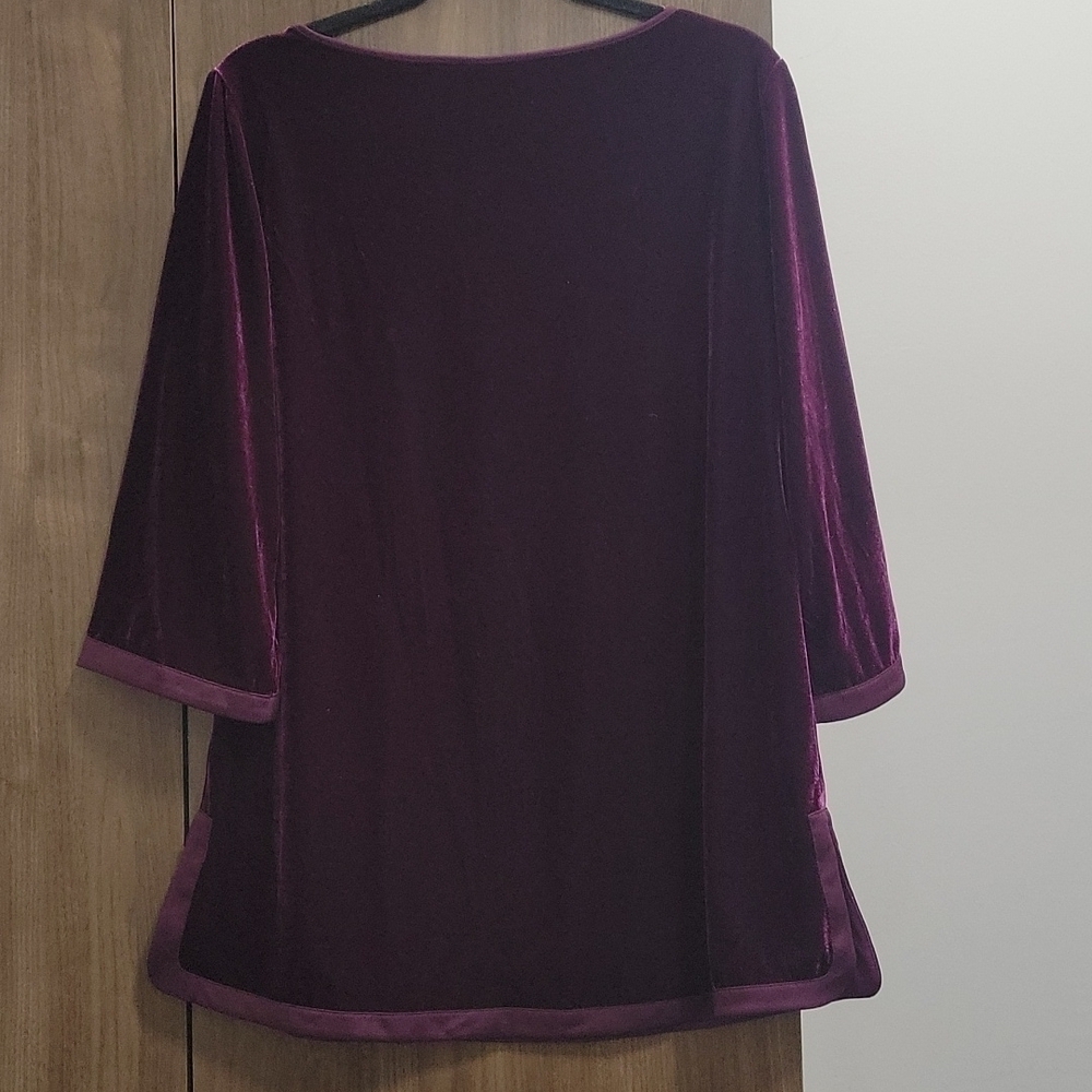 Soft Surroundings Women’s Magenta Purple Velvet 3/4 Sleeve Tunic Top-Size Small - Picture 10 of 10